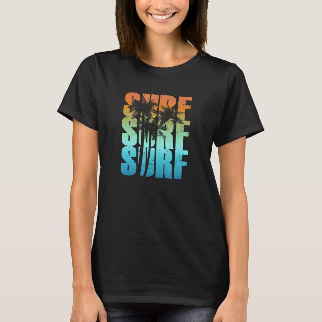 Surfing Sunset Handflatan Träd Coola , sommarvacci T Shirt (Framsida)