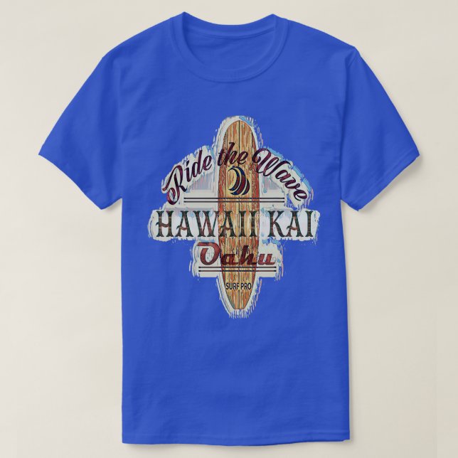 Surfing Surfboard Distressed Longboard Hawaii Kai  T Shirt (Design framsida)