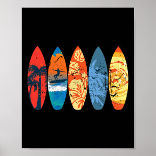 Surfing Surfer Palmträd Surfbräda Solnedgång Våg _ Poster
