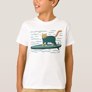 Surfing Tabby katt Cute T Shirt