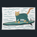 Surfing Tabby katt Kökshandduk<br><div class="desc">KONTROLLERA MEOWT! Dansa ditt kök med den här roliga katthandduken. Gör en underbar husuppvärmning eller födelsedagspresent till den där kattälskaren i ditt liv! Eller surfaren! Anpassa den med din egen text om du vill. Kolla min butik för att få mer matchande saker som mugg och klistermärken!</div>