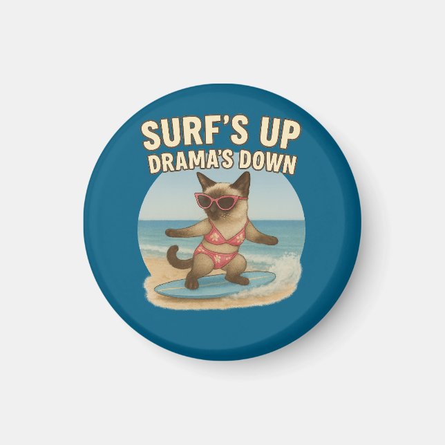 Surfing tema för siamesisk katt  magnet (Framsidan)