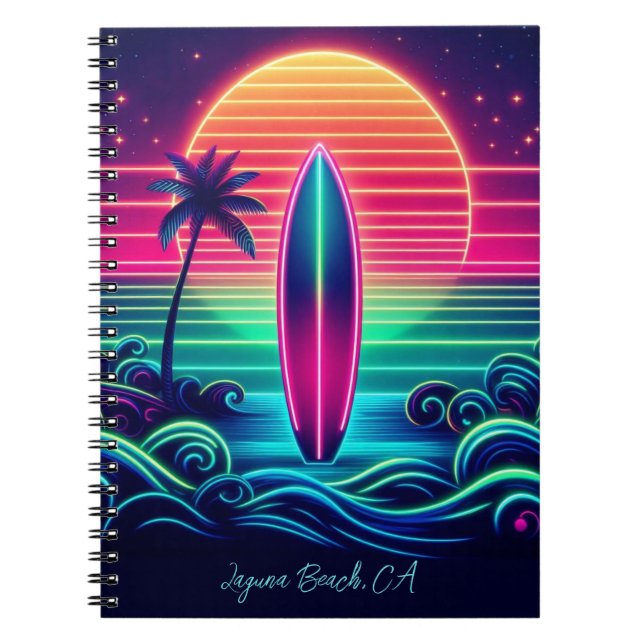 Surfing the Neon Sunset Anteckningsbok (Framsidan)