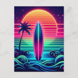 Surfing the Neon Sunset Vykort