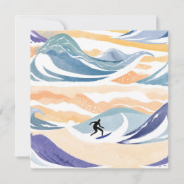 Surfing the Wave | Samtida Vattenfärgkort