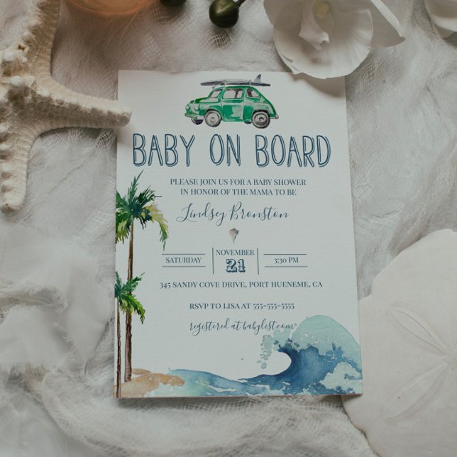 Surfing Theme Baby Shower Beach Baby Inbjudningar (Skapare uppladdad)