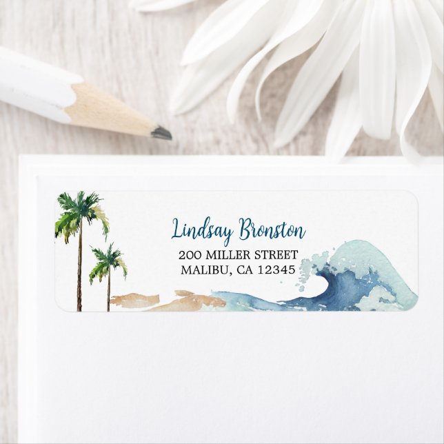 Surfing Theme Baby Shower Beach Baby Returadress Etikett (Insitu)
