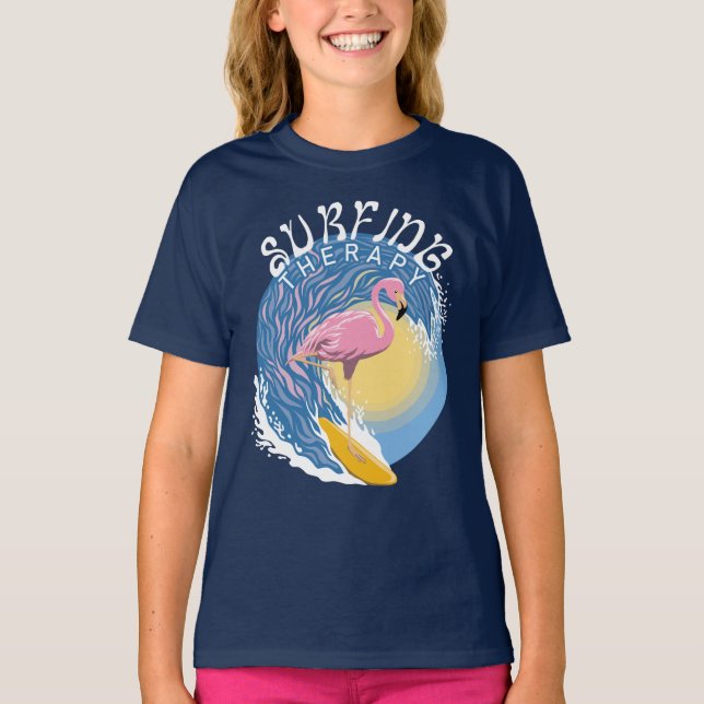 Surfing Therapy - Summer Flamingo T Shirt (Framsida)