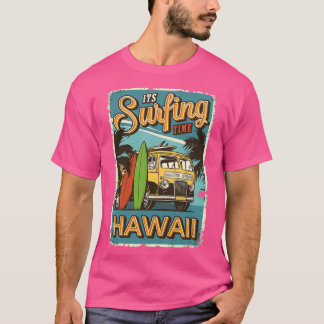 surfing time hawaii retro t shirt