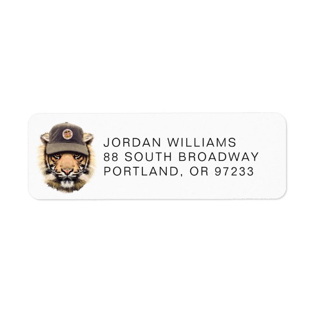 Surfing Tuger | Lägg till ditt namn Returadress Etikett (Framsidan)