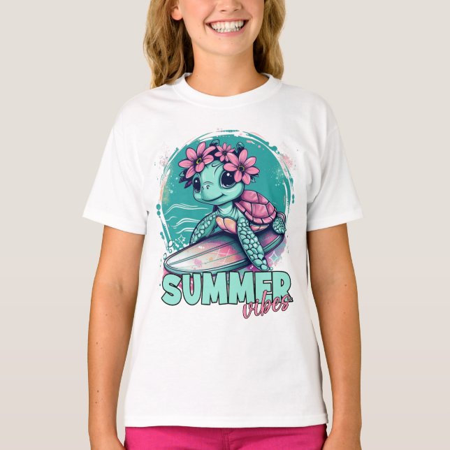 Surfing Turtle T Shirt (Framsida)