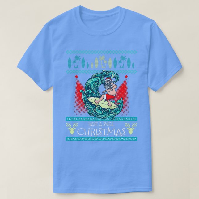 Surfing Ugly jul Sweater Knkunnig Stil Julafton T Shirt (Design framsida)