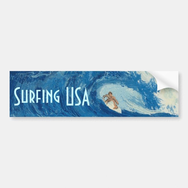 Surfing USA Bildäckslapp surfkonst surfardekal Bildekal (Framsidan)