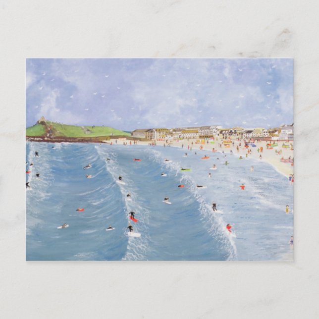 Surfing vid Porthmeor Vykort (Framsida)