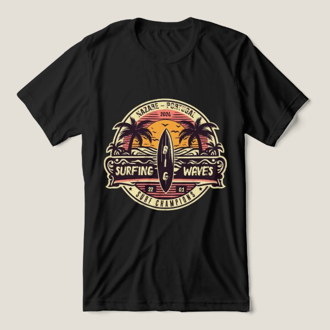 Surfing vinkar nazaré t shirt (Design Framsida)