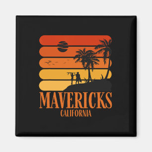 Surfing Vintage Mavericks Beach California Retro S Magnet
