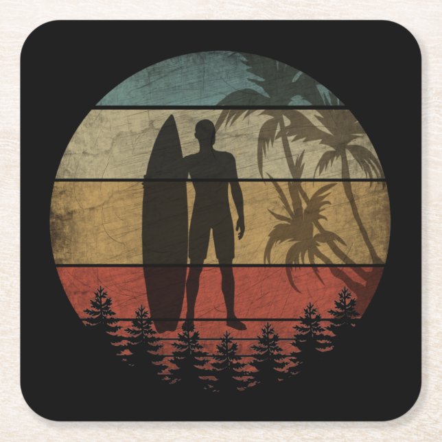 SURFING VINTAGE UNDERLÄGG PAPPER KVADRAT (Framsidan)