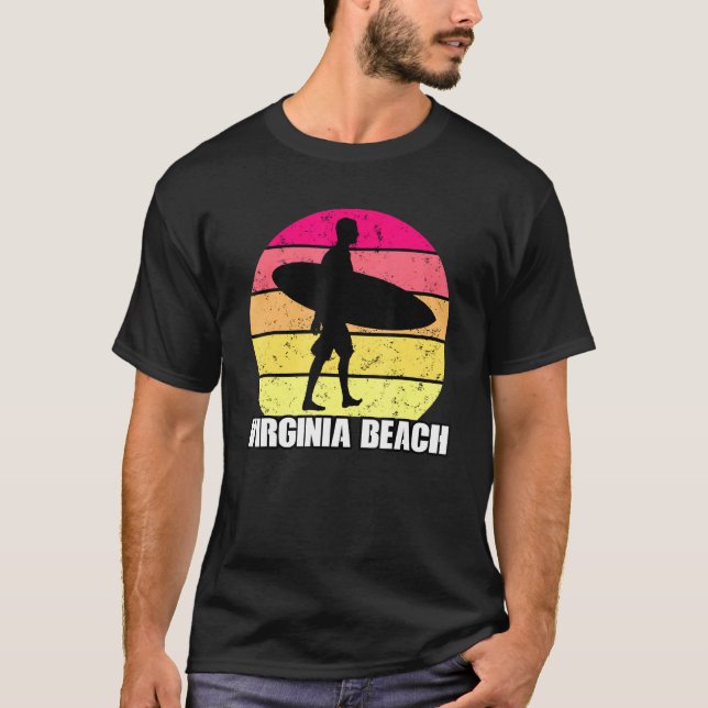 Surfing Virginia Beach Surfer Surfa T Shirt (Framsida)