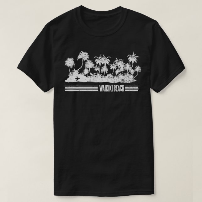 Surfing Waikiki Beach Hawaii T Shirt (Design framsida)