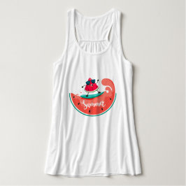 Surfing Watermelon-Tanktop Linne Med Racerback