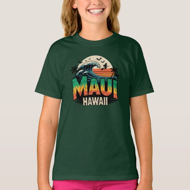 Surfing Witch på Broom Maui Hawaii Halloween T Shirt (Framsida)