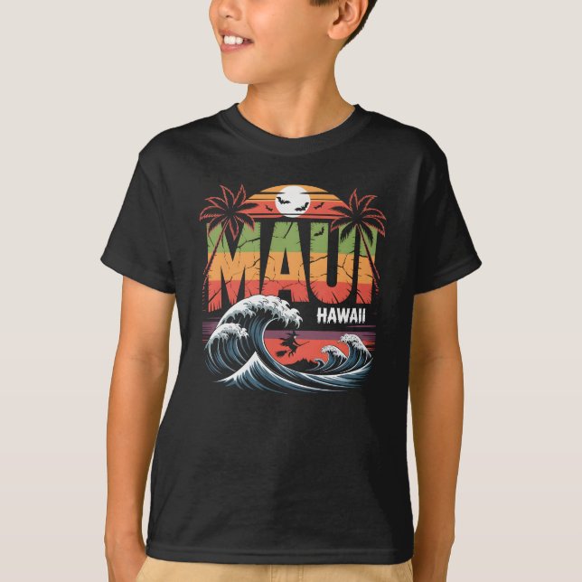 Surfing Witch på Broom Maui Hawaii Halloween T Shirt (Framsida)