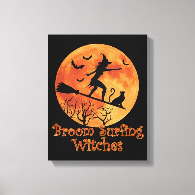 Surfing Witches - Funny Halloween Canvastryck (Framsida)