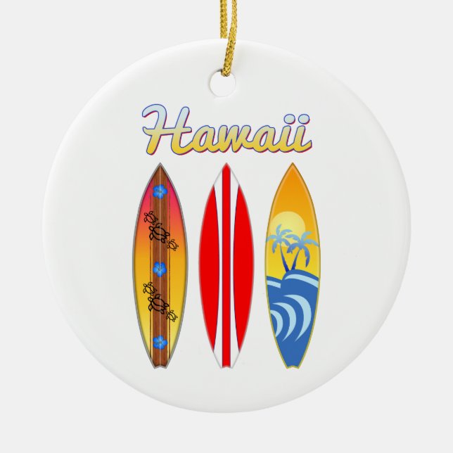 SurfingbrädaHawaii öar Julgransprydnad Keramik (Framsidan)