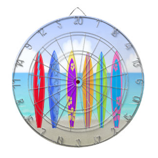 Surfingbrädastrandpilen stiger ombord piltavla