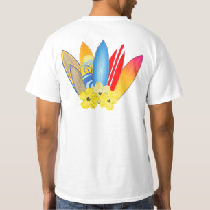 Surfingbrädor och hibiskus t-shirt