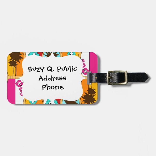 Surfingbrädor på temat för Boardwalksommarstrand Bagagebricka (Horisontell Framsida)