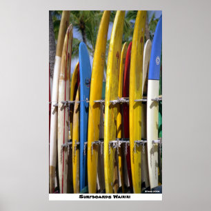 Surfingbrädor Waikiki Poster