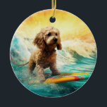 Surfingfärg för Cockapoo Beach<br><div class="desc">Lägg dig i den lekande världen i hund äventyr med den här fängslande målningen. En andlig hund tar sig till vågar och kör skickligt surfan på en strand som kysstes av sol. Den sjudande konsten fångar på ett vackert sätt kärnan i den upphetsning som finns vid sidan av när hund...</div>