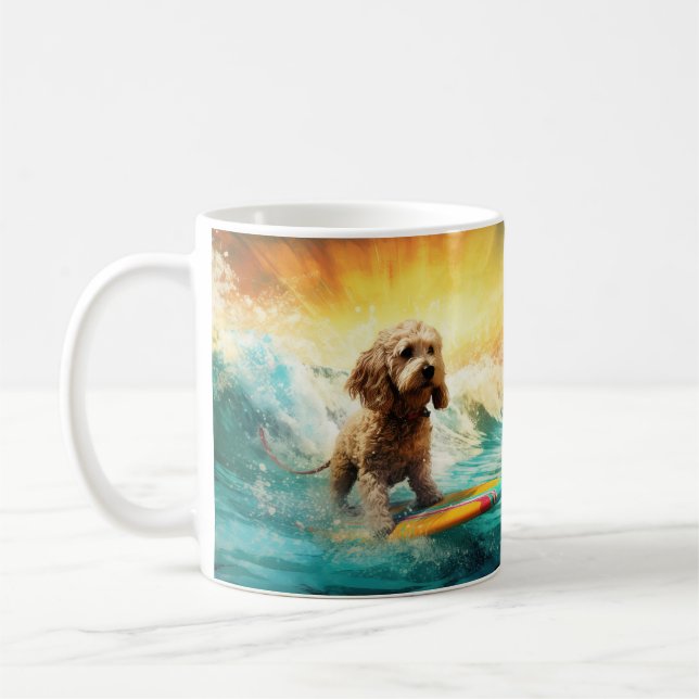 Surfingfärg för Cockapoo Beach Kaffemugg (Vänster)