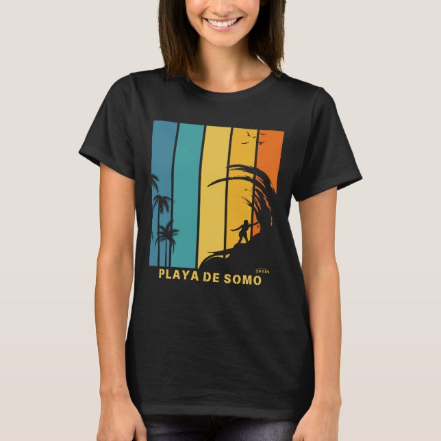 Surfingstrand Playa De Somo Spanien T Shirt (Framsida)