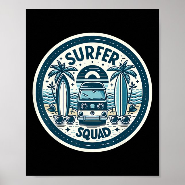 Surfingstuggas surfutrustning för surfare vågrytta poster (Framsidan)
