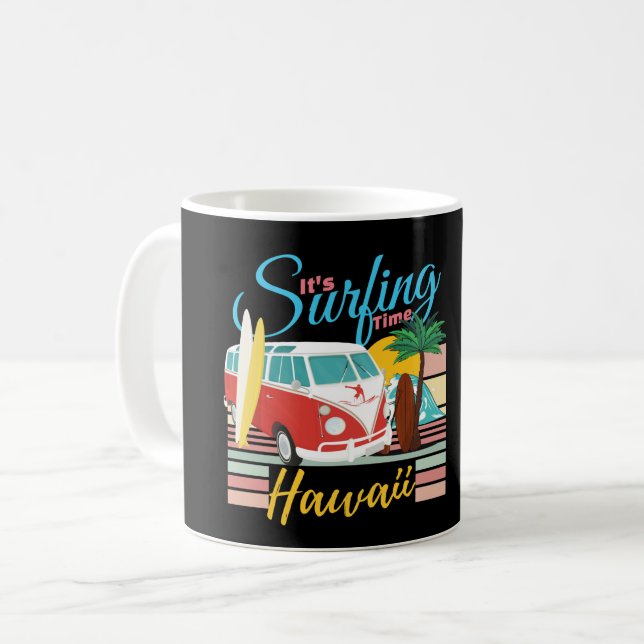 Surfingtid Hawaii - Sommarbojor Vibes Kaffemugg (Framsida vänster)