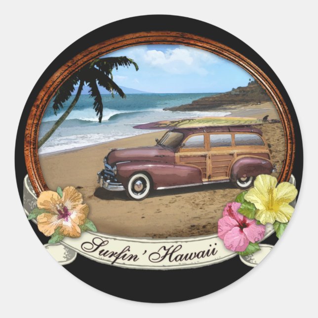 Surfin'Hawaii Runt Klistermärke (Framsida)
