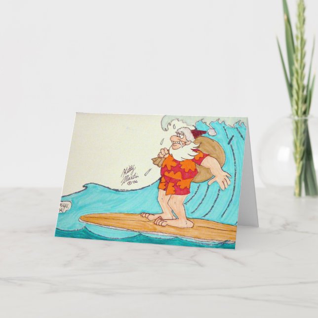 Surfin'Santa Helgkort (Framsida)