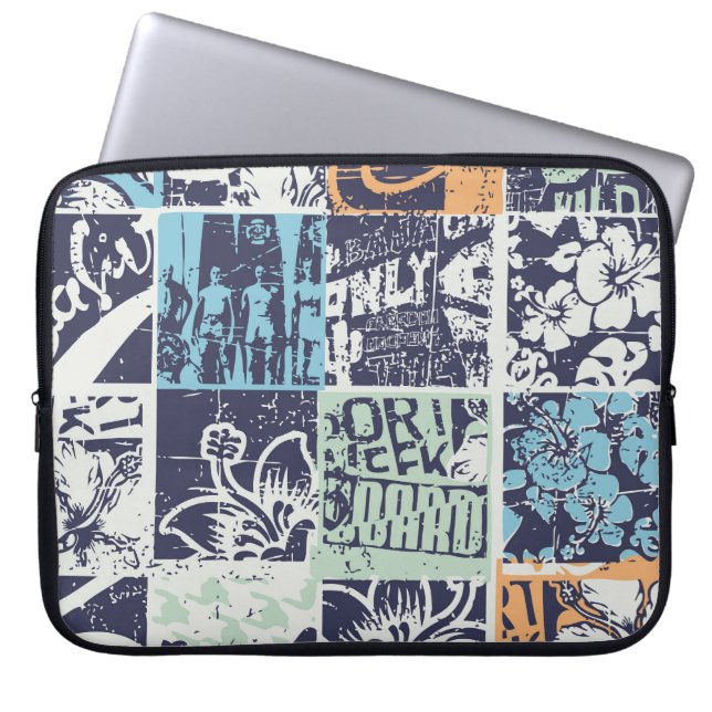 Surflappverk: grunge vintage mönster laptop fodral (Framsidan)