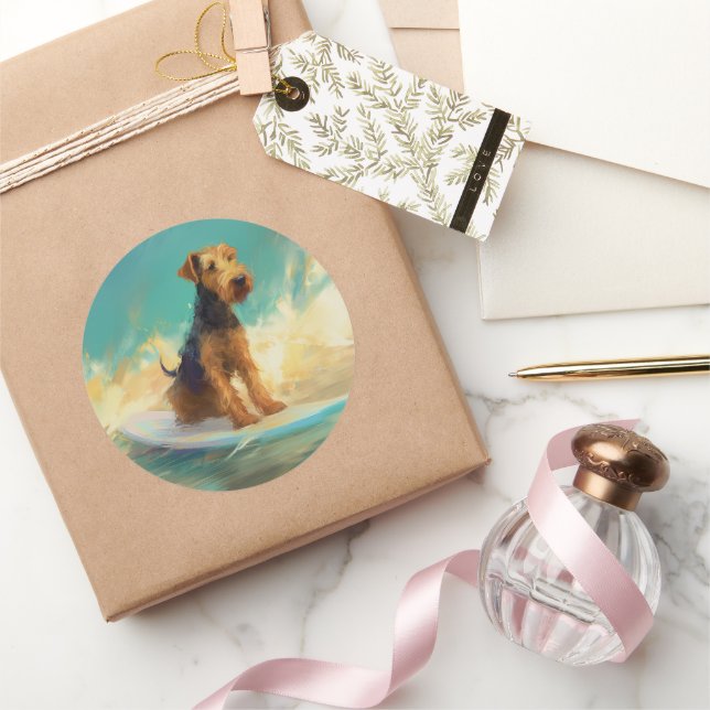 Surfmålning av airedale Beach Runt Klistermärke (Gåvor)