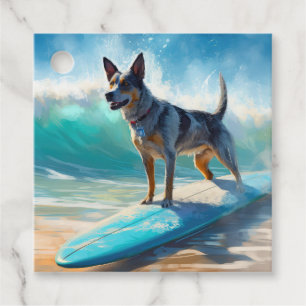 Surfmålning av blå Heeler-båge Gåvor Etiketter