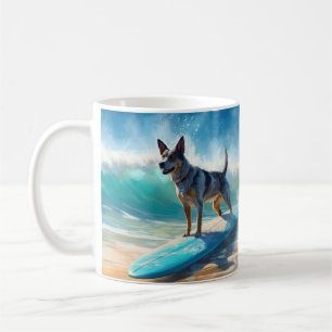 Surfmålning av blå Heeler-båge Kaffemugg