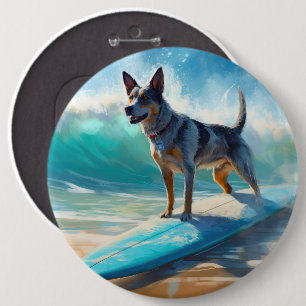 Surfmålning av blå Heeler-båge Knapp