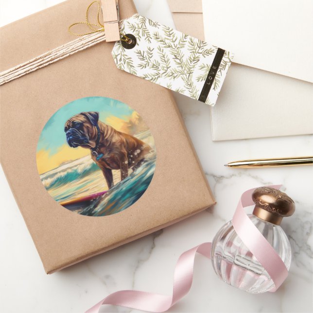 Surfmålning av bullmastiff-båge runt klistermärke (Gåvor)