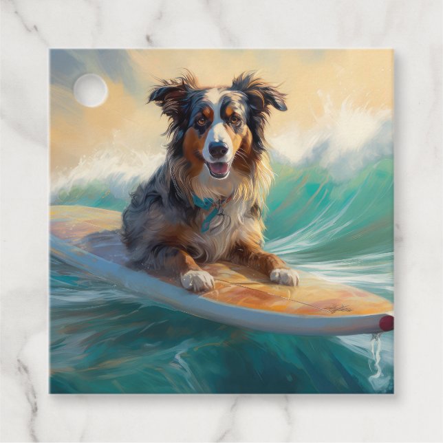 Surfmålning för Australian shepherd-segment Gåvor Etiketter (Framsida)