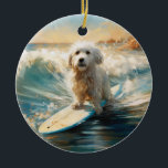 Surfmålning med kontona de Tulear Beach Julgransprydnad Keramik<br><div class="desc">Lägg dig i den lekande världen i hund äventyr med den här fängslande målningen. En andlig hund tar sig till vågar och kör skickligt surfan på en strand som kysstes av sol. Den sjudande konsten fångar på ett vackert sätt kärnan i den upphetsning som finns vid sidan av när hund...</div>