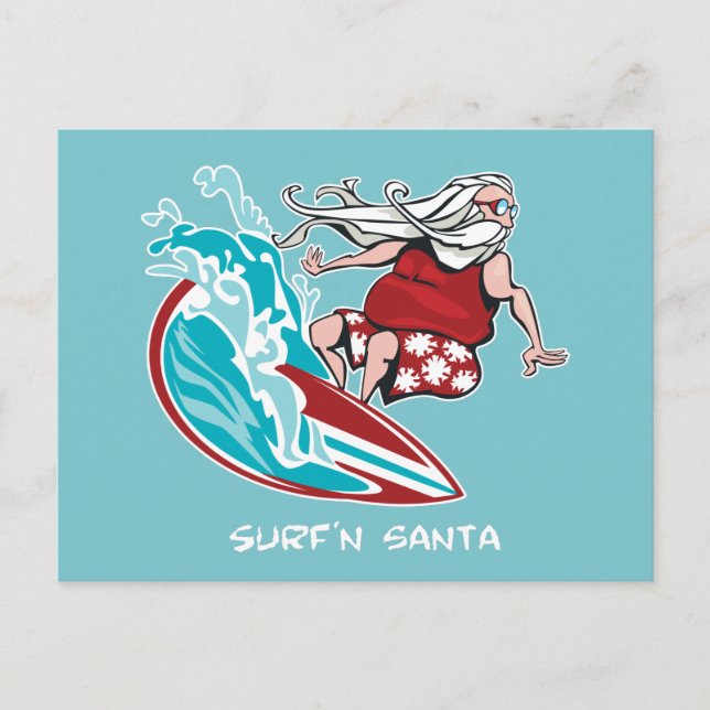 Surf'n Santa Helg Vykort (Framsida)