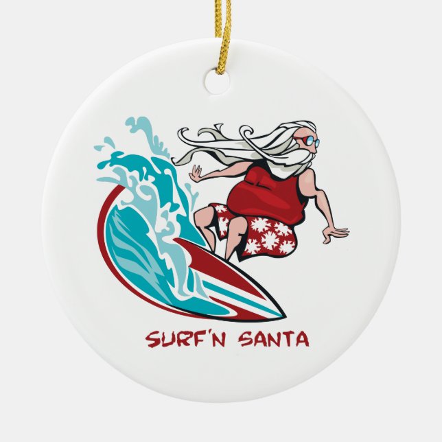 Surf'n Santa Julgransprydnad Keramik (Framsidan)
