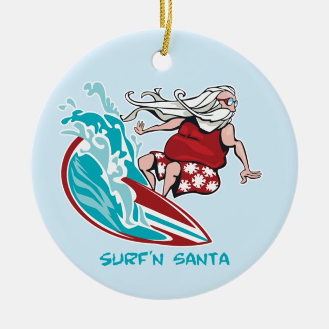 Surf'n Santa Julgransprydnad Keramik (Framsidan)